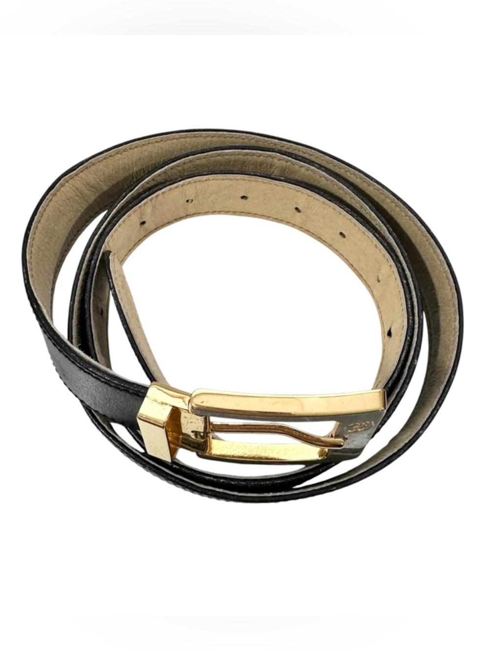 Gucci Black Leather & Silver Gold Engraved GG Belt - Picture 6 of 14